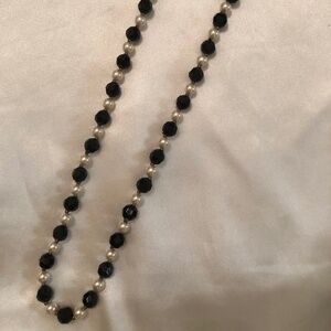 Beautiful Pearl and Black Bead necklace